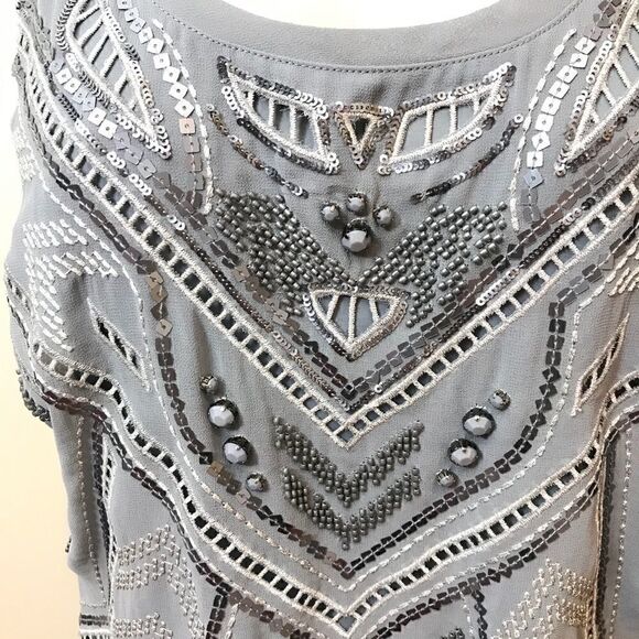 GREY fashion tank Top with sequins and jewels - Picture 3 of 4